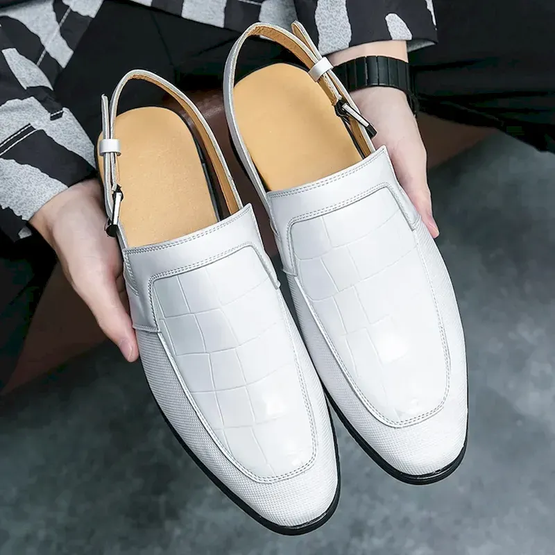 fdnmdj1740568176396.webp Men's Black Slingback Dress Shoes with Crocodile-Embossed Leather, Comfortable Fit and Durable Sole - Perfect for Formal Events and Business Occasions - Image 1