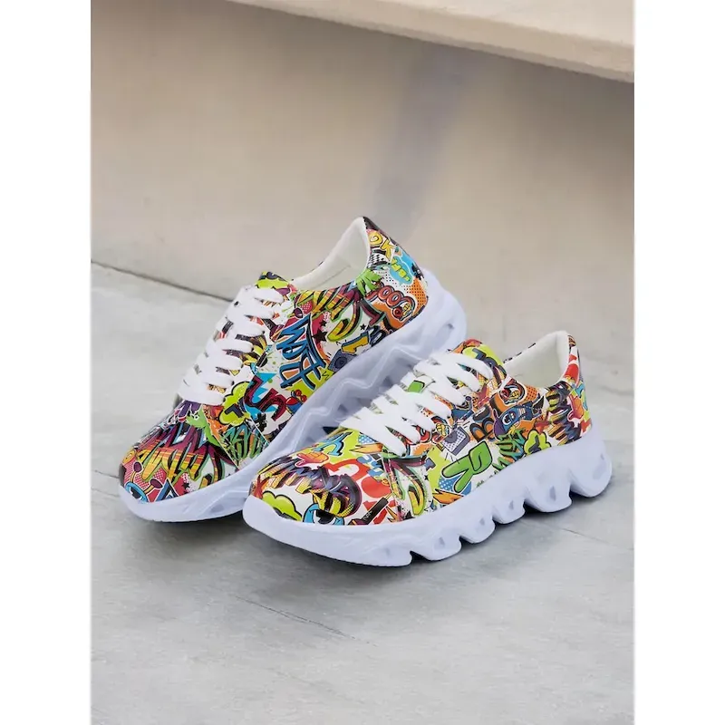 wewcex1728877118517.webp Women's Colorful Graphic Print Sneakers – Trendy Lightweight Lace-Up Athletic Shoes with Cushioned Sole 2025 - Image 1