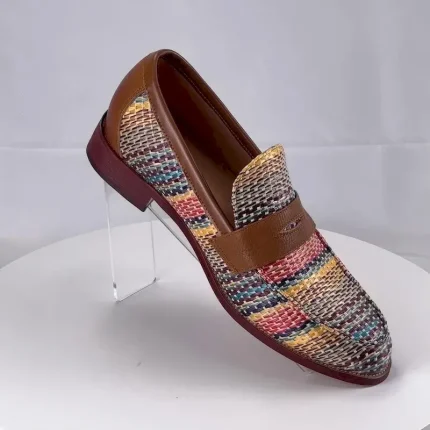 Men's Multicolor Woven Leather Loafers: Ideal for Business Casual and Social Gatherings 2025